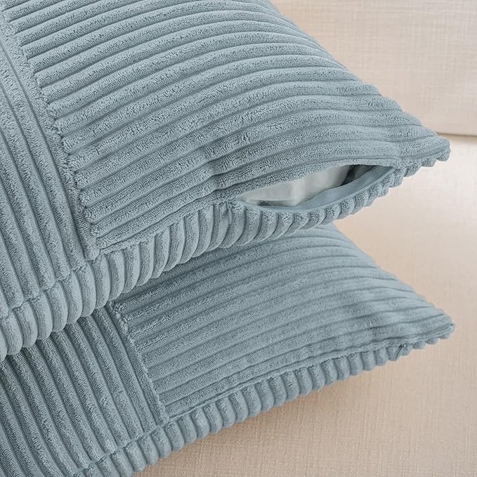 Fancy Homi Set of 2 Light Blue Decorative Throw Pillow Covers 18x18 Inch - Image 3