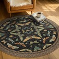 Black Boho 5ft Round Throw Rugs by HazoHaus