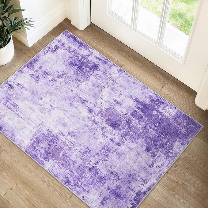 Washable Area Rugs 2'x3' Non-Slip Modern Abstract Soft by RELEANY