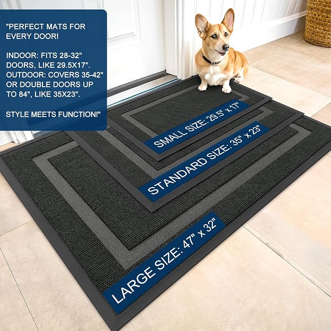 OLANLY Front Door Mat Outside 29.5x17, All-Season Heavy-Duty Rubber Doormat | - Image 3