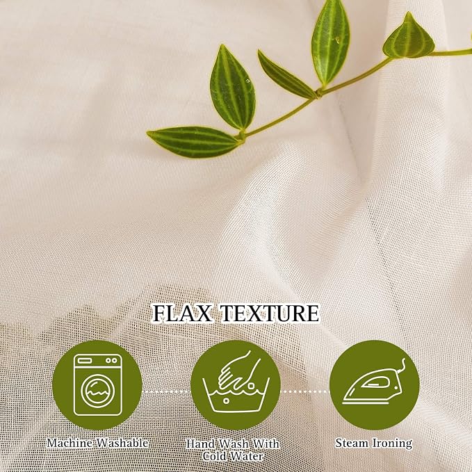 NICETOWN Short Linen Curtains Semi Sheer 45" L - Image 6