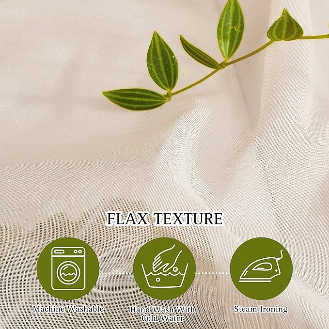 NICETOWN Sliding Door Curtains Linen Sheer Textured, Grommet Semi Sheer Keep - Image 4