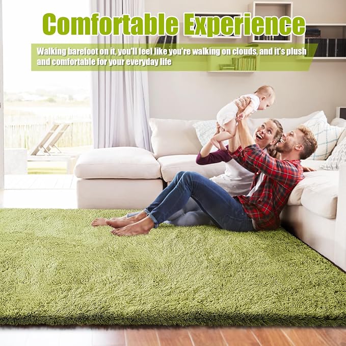 6x9 Fluffy Area Rug for Living Room, Shag Area Rugs for Bedroom, Grass Green - Image 5