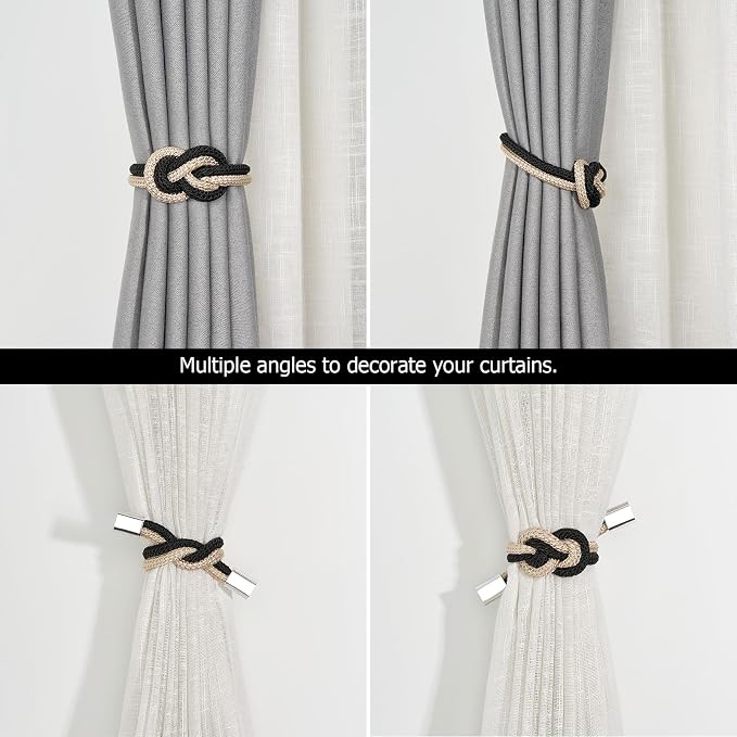 NICEEC 2 Pack Mini Magnetic Curtain Tiebacks Nordic Simple Style Drape Tie - Image 5