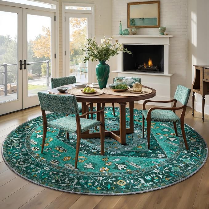 SERISSA Boho Round Area Rug, 5ft Washable Non-Slip Circle Rug, Ultra Soft - Image 2