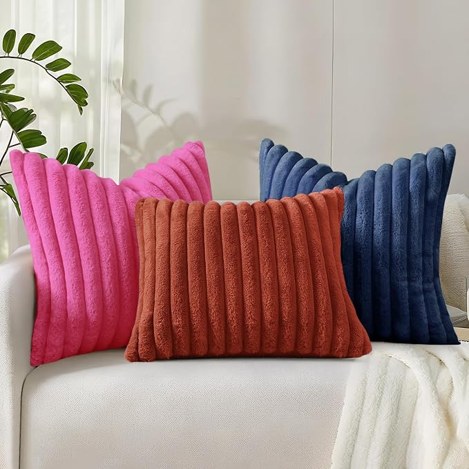 decorUhome Cozy Faux Fur Throw Pillow Covers 20x20 Set of 2 Decorative Soft - Image 9