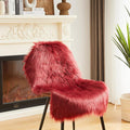 AMTOVO Faux Fur Rug, Burgundy Small Area Rug, Fluffy Sheepskin Rug, Fuzzy Ultra by AMTOVO