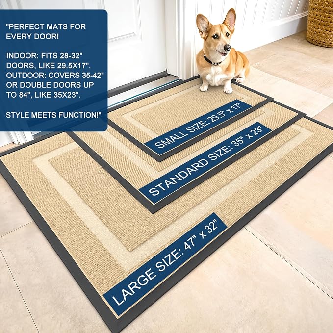 OLANLY Front Door Mat Outside 59x30, All-Season Heavy-Duty Rubber Doormat | - Image 2