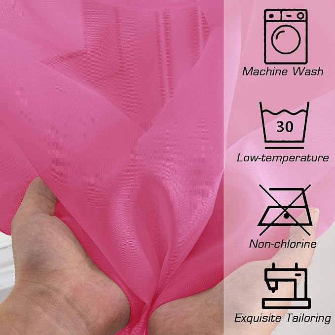 OWENIE Hot Pink Sheer Curtains for Bedroom Living Room 96 Inches Long 2 Panels - Image 5