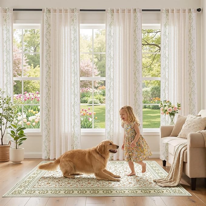 jinchan Evelyn Embroidered Linen Curtains - Image 3