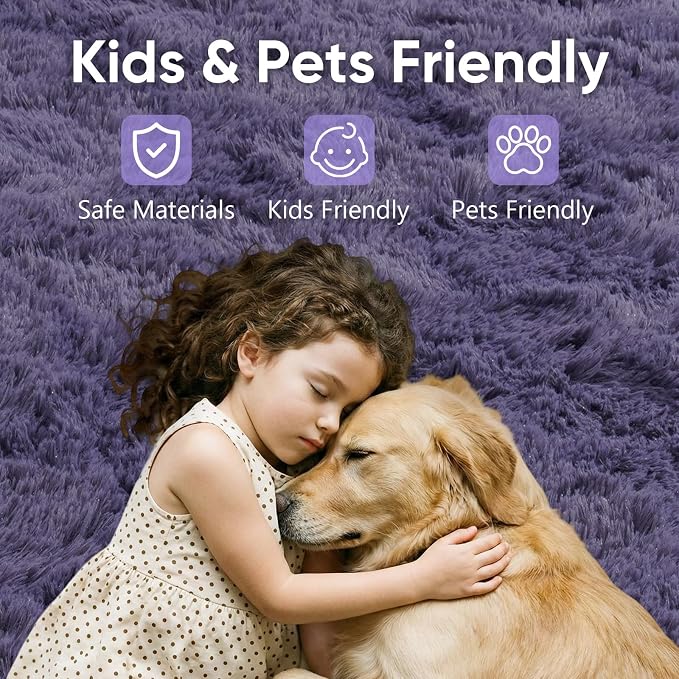4x6 Taro Purple Fluffy Soft Area Rug Non-Slip - Image 7