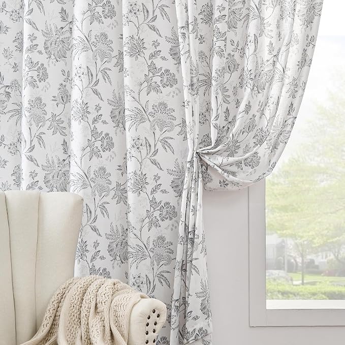 jinchan Linen Floral Curtains for Living Room, 96 Inch Length Curtains - Image 6
