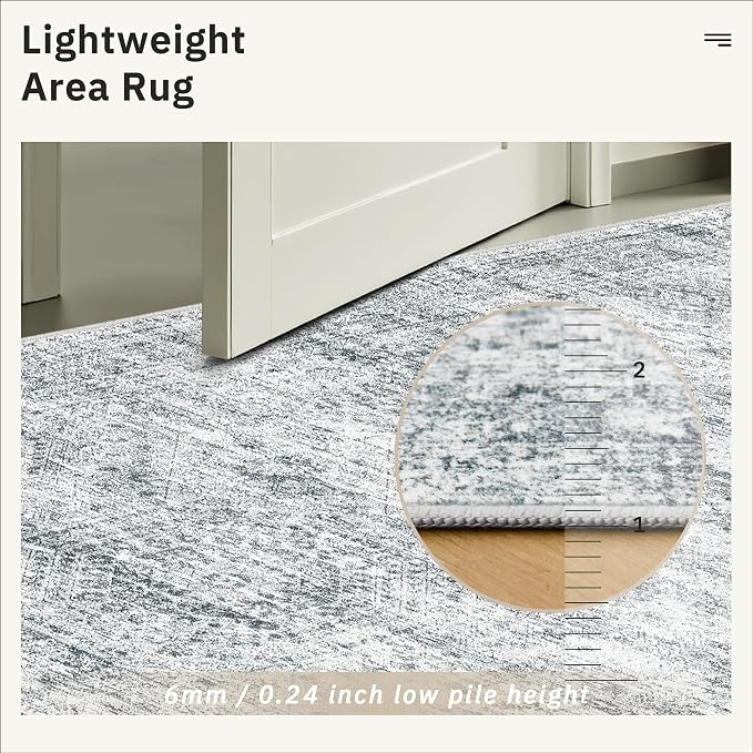 Soalmost 10x14 Area Rugs for Living Room Washable Rug Non-Slip Grey | Large - Image 8