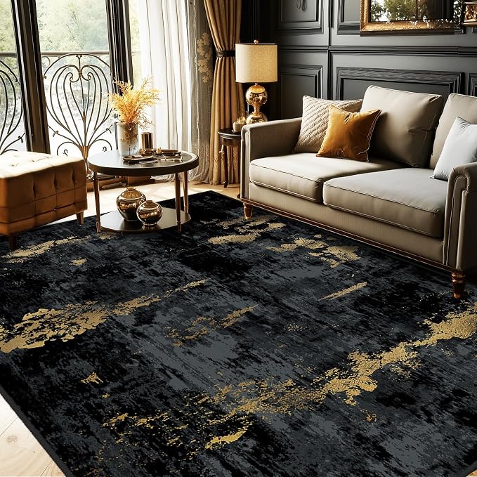 Washable Area Rugs 6'x8' Non-Slip Modern Abstract Soft by RELEANY