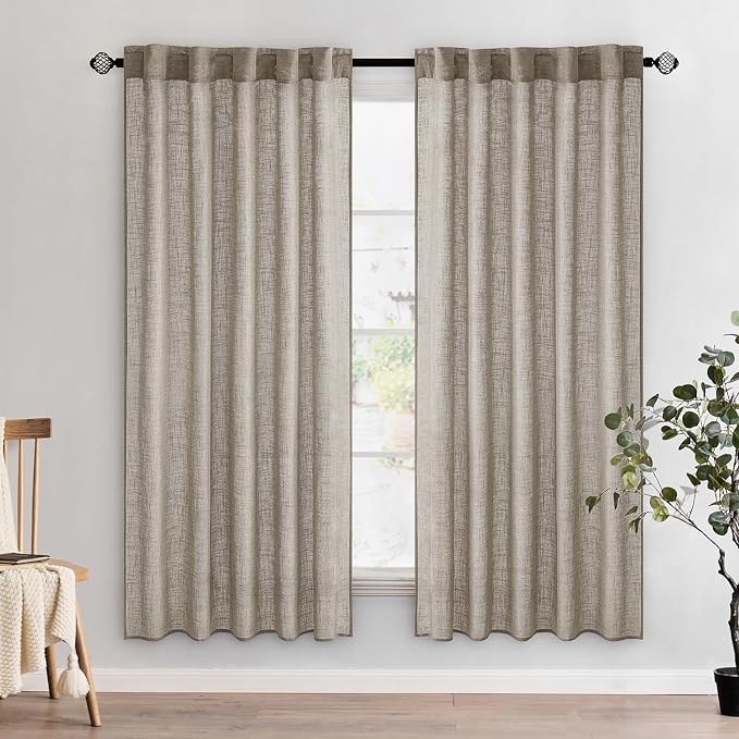 MIULEE Burlywood Birch Linen Curtains 72 Inch Length 2 Panels by MIULEE