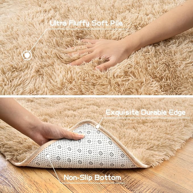 Pionblank Fluffy Small Rug for Bedroom 2x3 Feet, Shag Soft Area Rug, Modern - Image 7