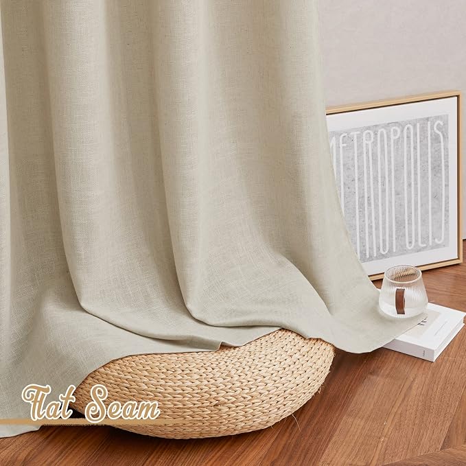 NICETOWN Linen Taupe Curtains 84 inches Long, Rod Pocket & Back Tab Flax Linen - Image 8