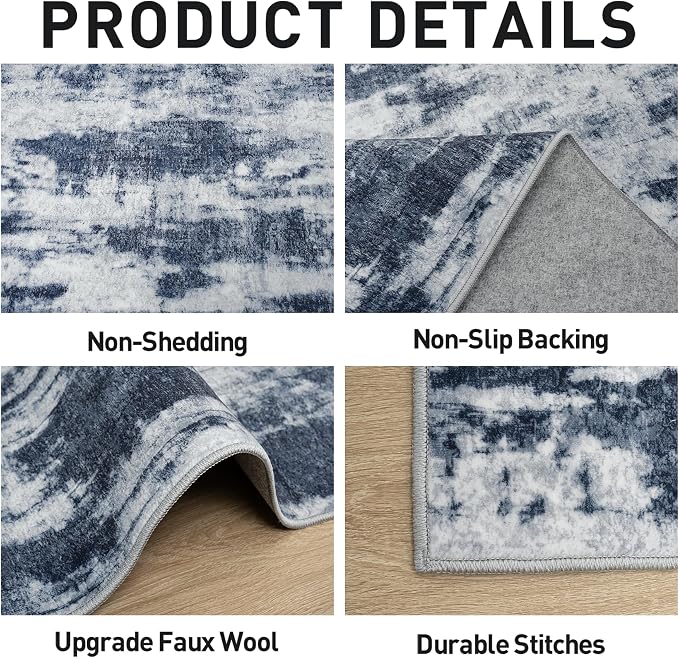 2'6''x8' Runner Rugs Washable Rug: Modern Abstract Living Room Rug Soft - Image 5