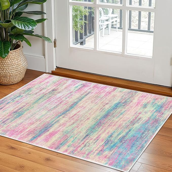 KOZYFLY Modern Abstract Small Area Rugs 2x3, Washable Indoor Front Door Mat by KOZYFLY