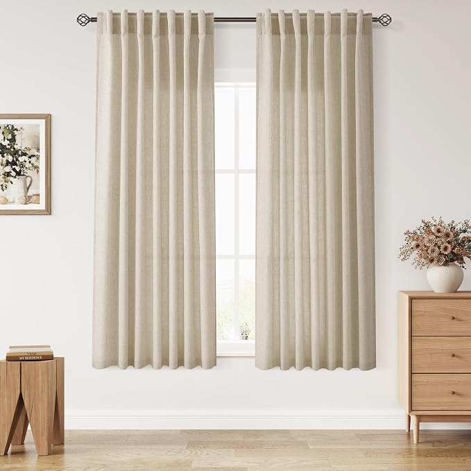 Nanspring Eggshell Beige Curtains 63 Inch Length by Nanspring