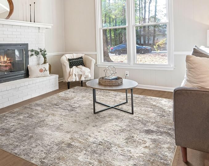 UERMEI Square Area Rugs : Washable 8x8 Neutral Modern Abstract Carpet - Image 8