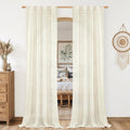 LAMIT Natural Linen Boho Curtains 80 inch Length 2 Panels, Cream Ivory Light by LAMIT