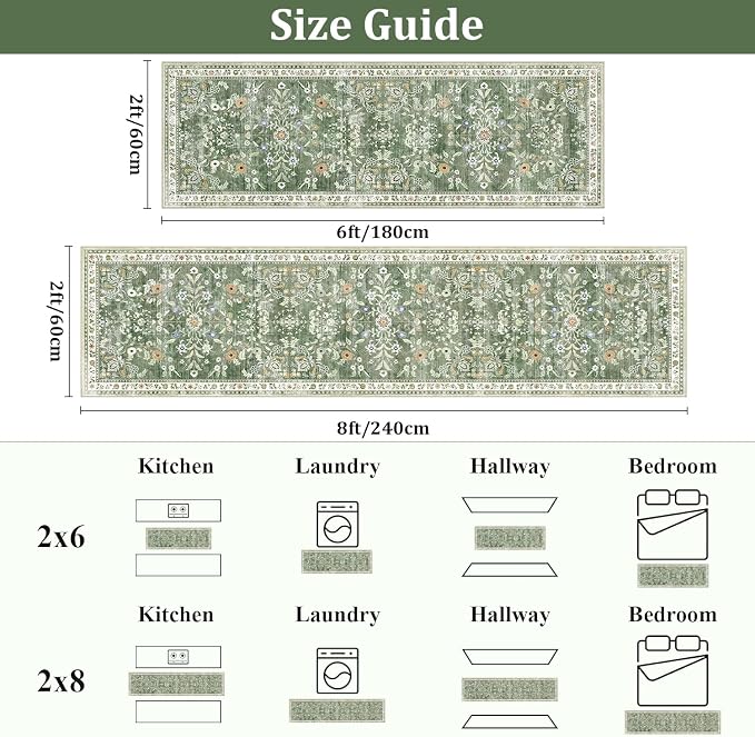 Yamaziot Washable Runner Rug 2x10 – Floral Non Slip Boho Hallway Runner Rug - Image 2
