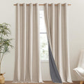 NICETOWN 100% Blackout Cream Linen Curtains 95 inches Length by NICETOWN