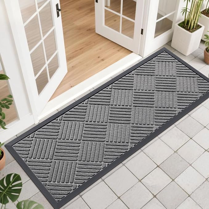 OLANLY Front Door Mat Outside Entrance 47x17, Heavy Duty Sturdy Natural Rubber by OLANLY