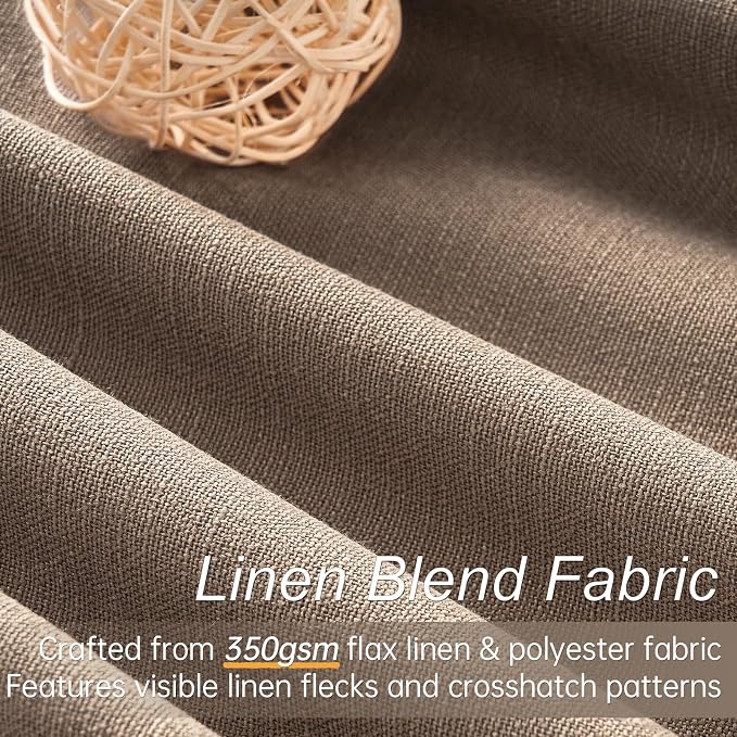96 inch long linen blackout curtains 2 Panels 100% Black out Linen texture - Image 2