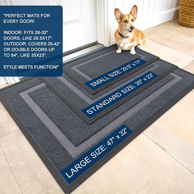 OLANLY Front Door Mat Outside 71x47, All-Season Heavy-Duty Rubber Doormat | - Image 2