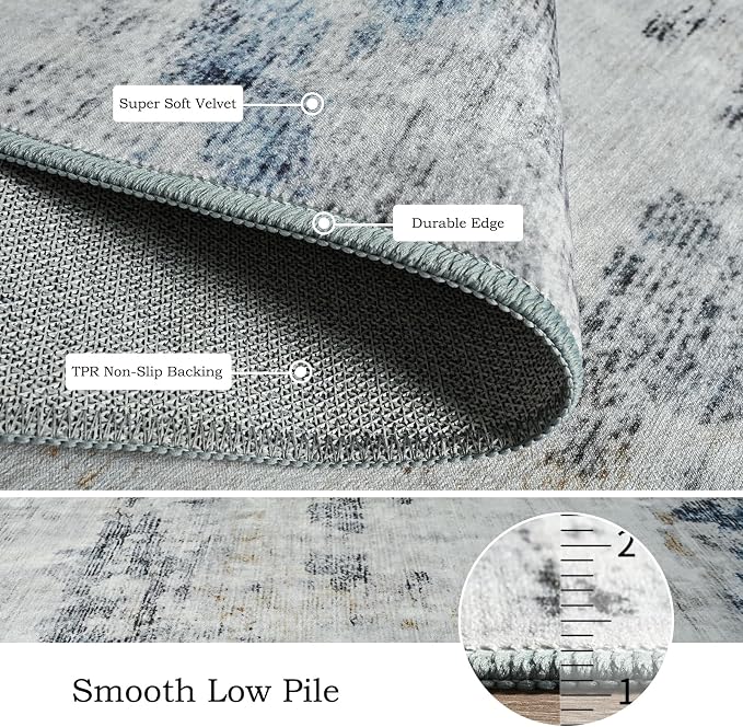Toneed Abstract Area Rug Modern Washable Rug Soft Non Slip Rug Low Pile - Image 6