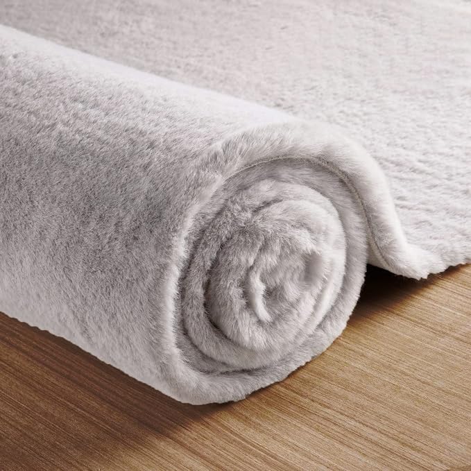 ORINOVA Fuzzy Grey Fluffy Washable Runner Rugs - Image 6