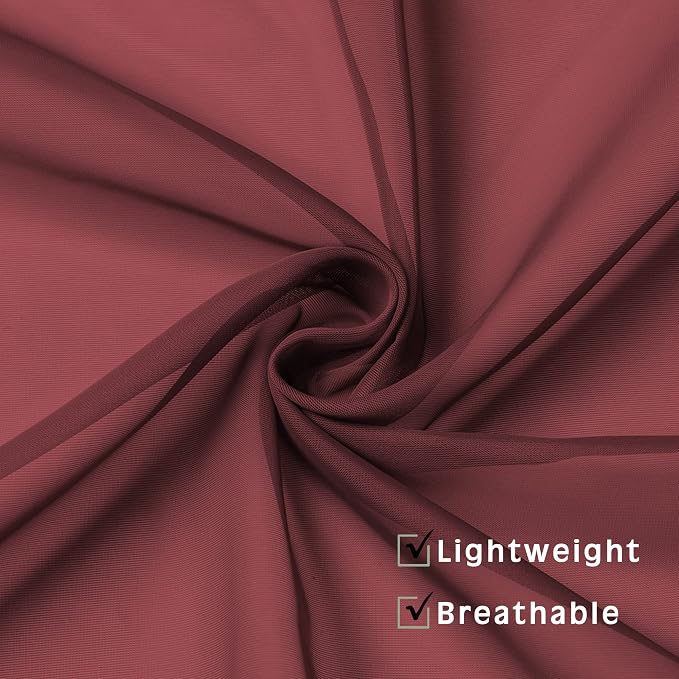 OVZME 2 Panels Window Burgundy Sheer Curtains 42" x 45" Inches - Image 7