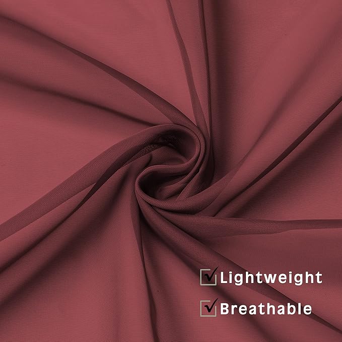 OVZME Burgundy Sheer Curtains 63 inch Length 2 Panels Set - Image 6