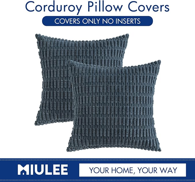 MIULEE Pack of 2 Corduroy Decorative Throw Pillow Covers 16x16 Inch Soft Boho - Image 9