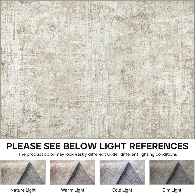 Aelenmu 9x12 Area Rugs for Living Room Bedroom Dining Room Washable Beige | - Image 8