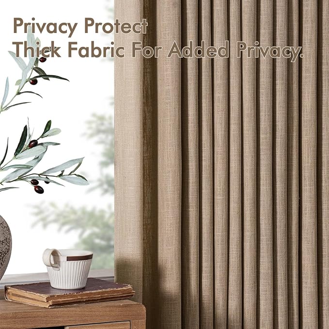 MIULEE Pinch Pleated Thick Linen Curtains 84 Inches Long 2 Panels - Image 7