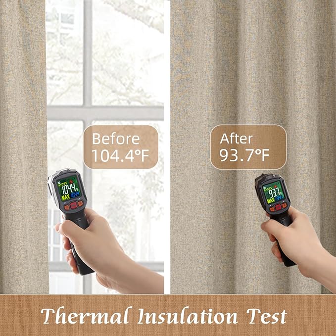 Taupe 100% Blackout Linen Curtains - Image 5