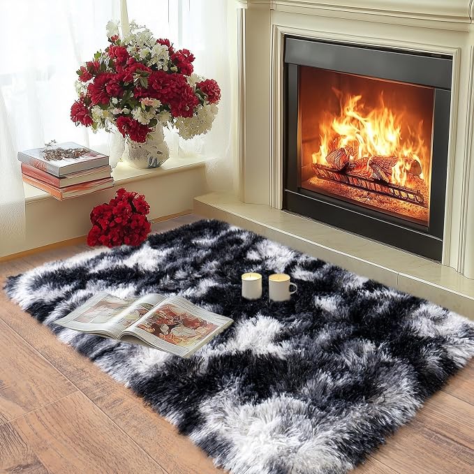 Pionblank Fluffy Small Rug for Bedroom 2x3 Feet, Shag Soft Area Rug, Modern - Image 3