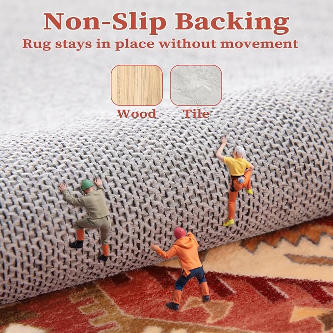 SERISSA 5x7 Boho Area Rug, Washable Non-Slip Rugs - Image 5