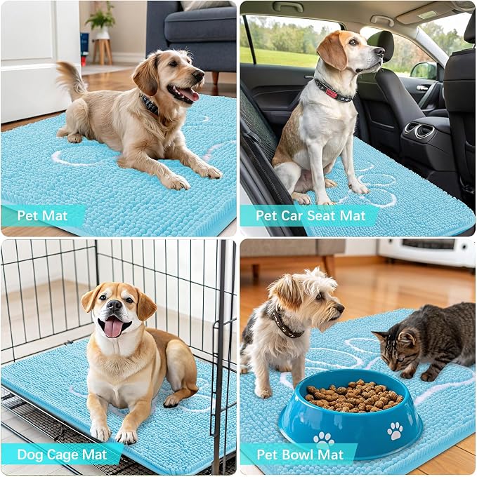OLANLY Dog Door Mat for Muddy Paws 48x30, Paw Print Design, Absorbs Moisture - Image 7
