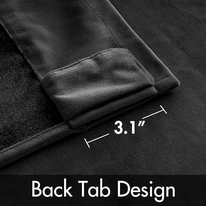 MIULEE Black Velvet Curtains 108 inches Long 2 Panels - Image 3