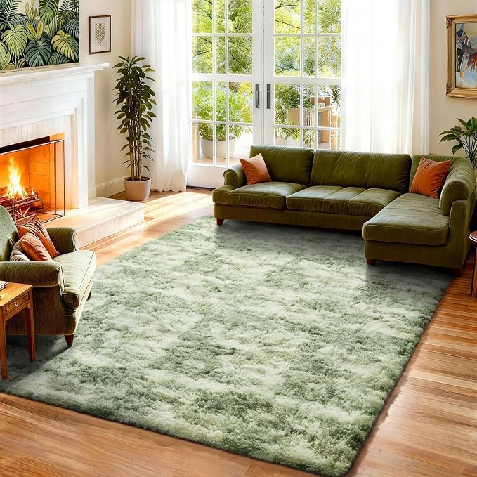 Ophanie Green and White Area Rugs by Ophanie