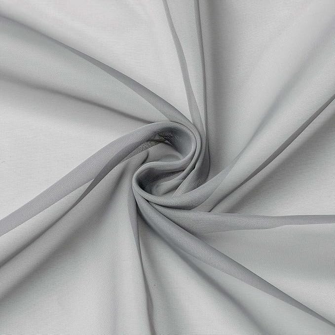 Kitchen Curtains 24 Inch Length Tier 2 Pieces, Light Grey Sheer Curtain Solid - Image 9