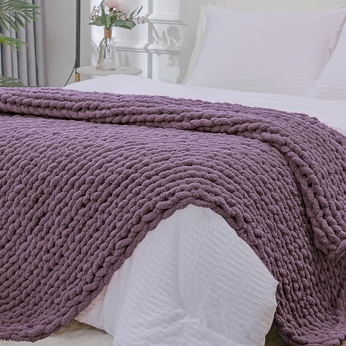 Bigacogo Chunky Knit Throw Blanket by Bigacogo