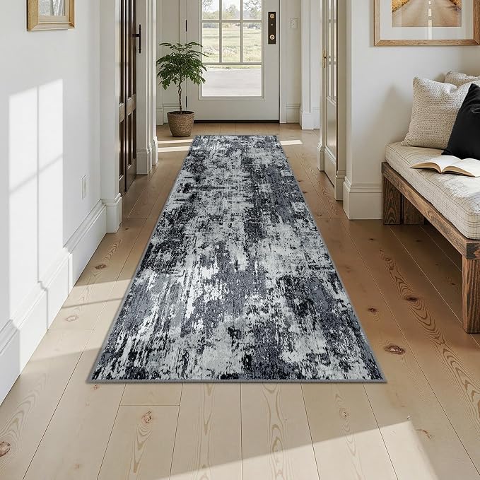 Washable Area Rugs 2'6''x10 Non-Slip Modern Abstract Soft - Image 2