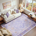 Area Rugs 6'x9' Washable Non-Slip, Floral Vintage Distress Print Pattern by RELEANY