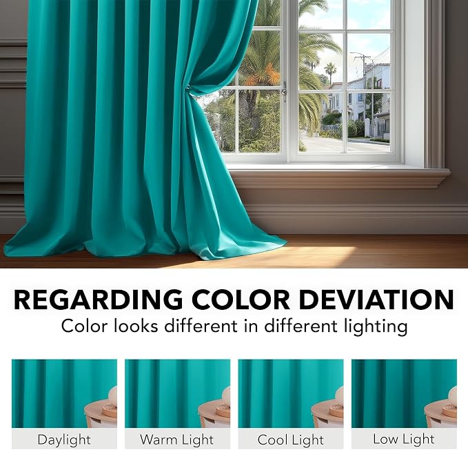 Deconovo Blackout Curtains, Thermal Insulated, W42 x L95 2 Panels, Back Tab - Image 6