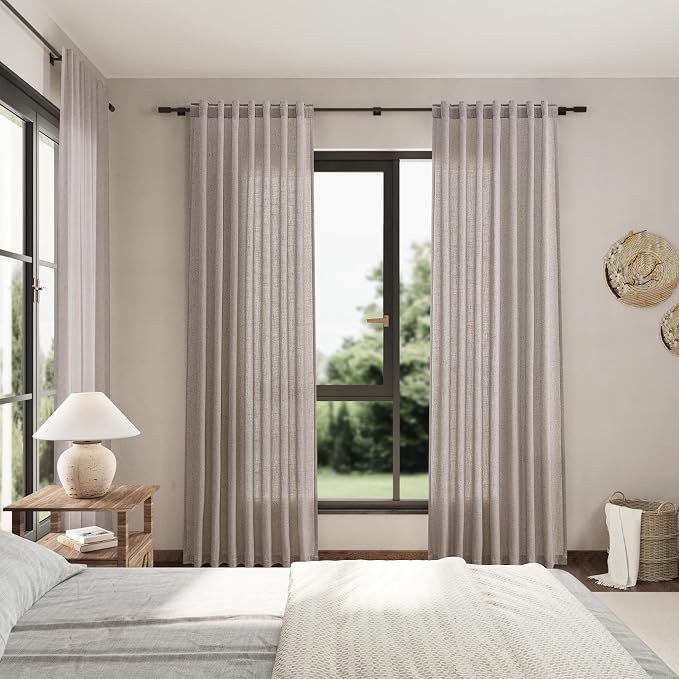 Brownish Grey Linen Curtains 84 Inches Long - Image 7